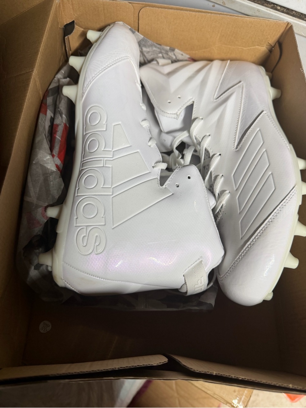 adidas Youth White Soccer Cleats with Molded Studs